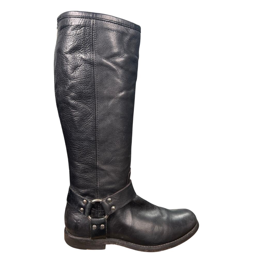 Frye Women's Phillip Black Leather Harness Boots Size US 7.5 B